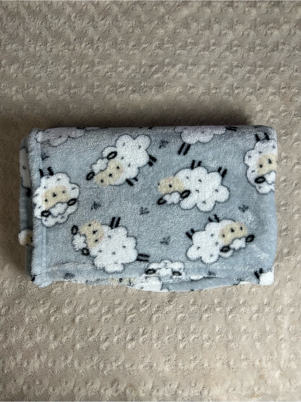 Parent's Choice Lamb Sheep Baby Blanket Gray White Black Plush Soft